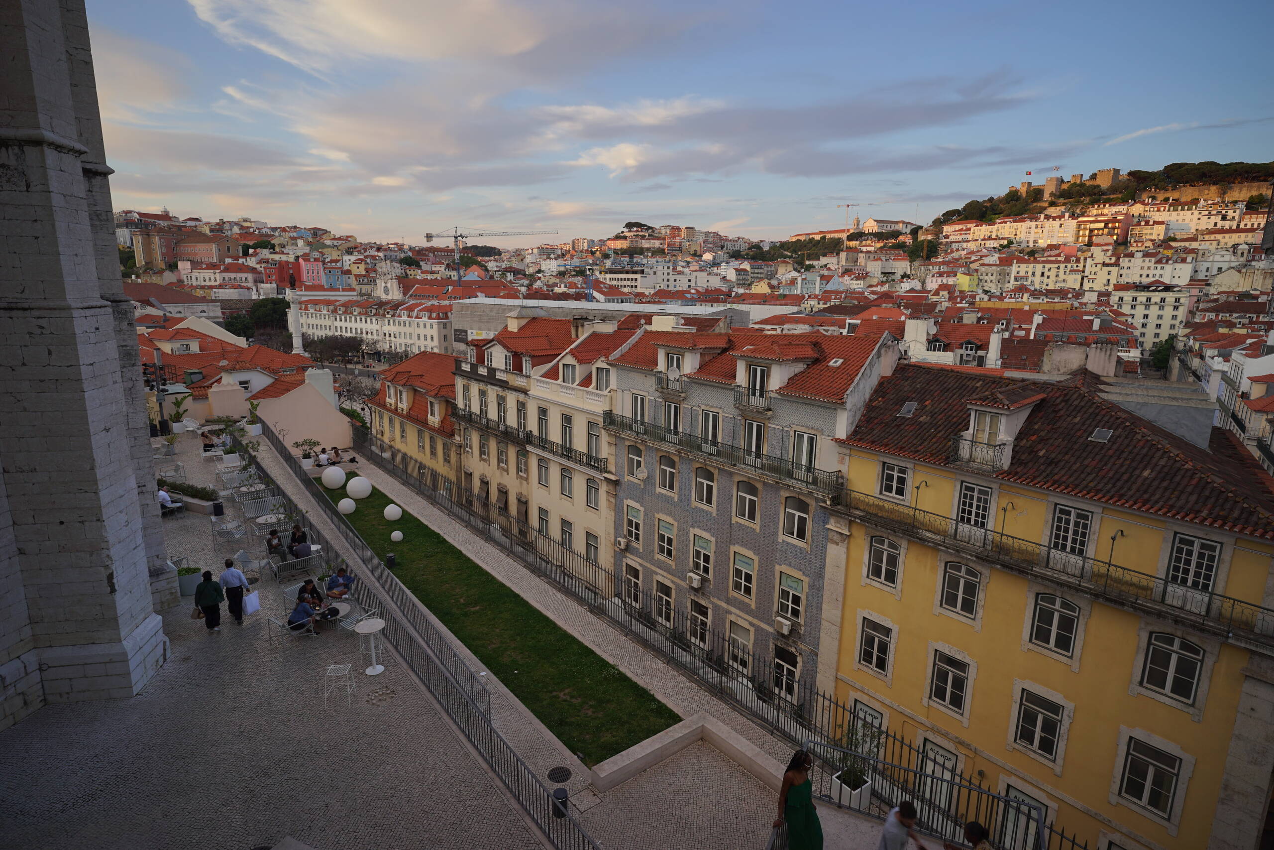 An image of horizontal buildings sunset.